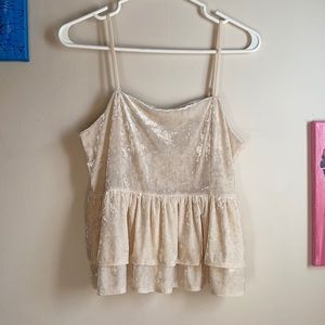 AE Velvet Peplum Top medium champagne